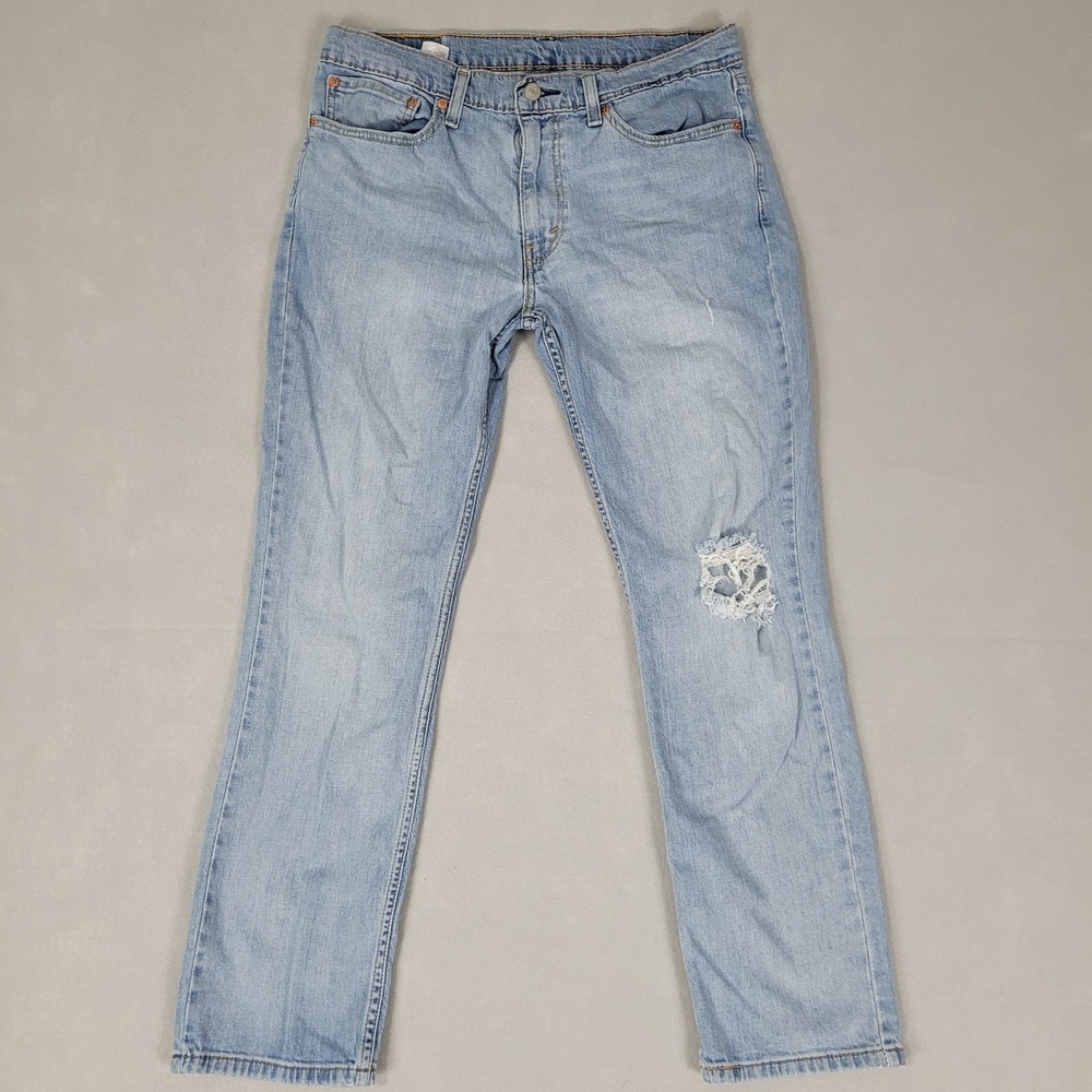 Levi's Jeans Mens 34x30 Light Blue 511 Slim Fit Distressed 100% Cotton